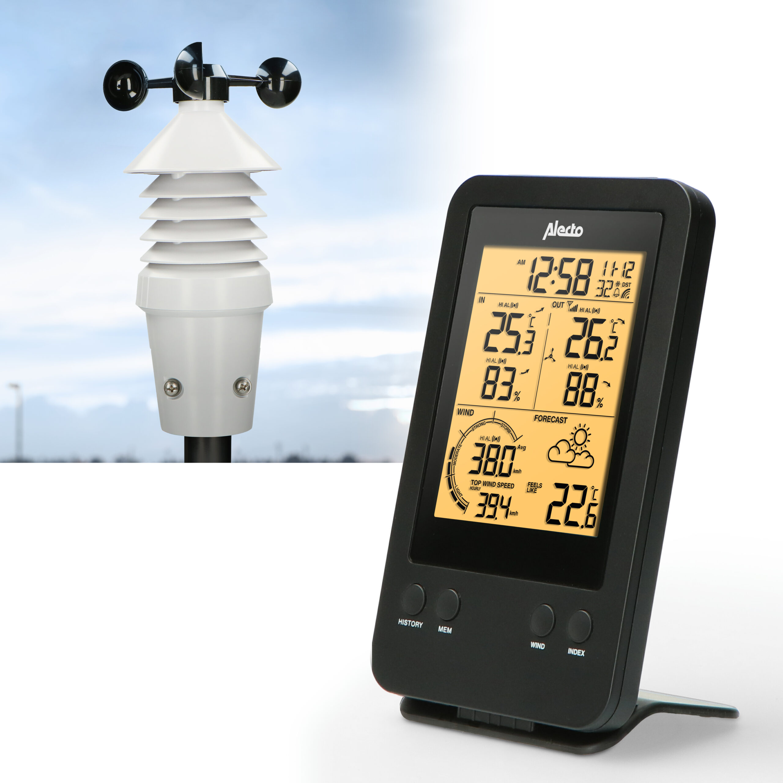 Professioneel weerstation met draadloze sensor Zwart - Afbeelding 6