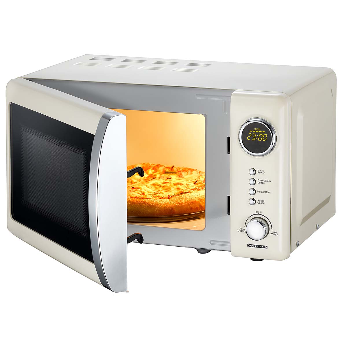 Magnetron | 700 W | 20 L inhoud | 12 Programma's | 5 Vermogensniveaus | Ontdooifunctie | 60-minuten timer | Crème - Afbeelding 2