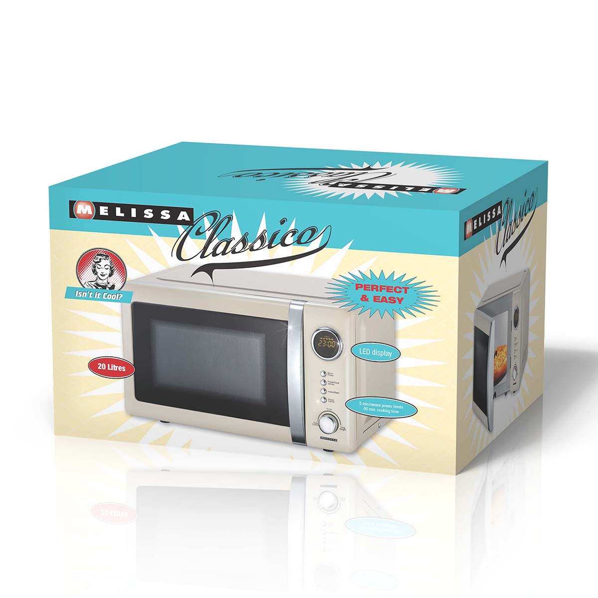 Magnetron | 700 W | 20 L inhoud | 12 Programma's | 5 Vermogensniveaus | Ontdooifunctie | 60-minuten timer | Crème - Afbeelding 3
