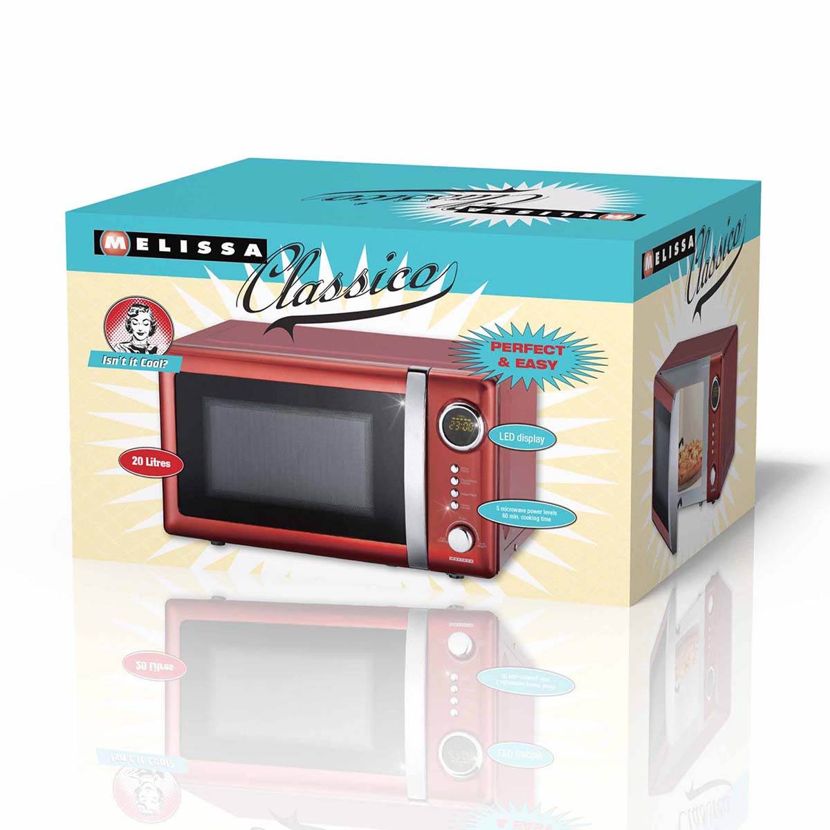Magnetron | 700 W | 20 L inhoud | 12 Programma's | 5 Vermogensniveaus | Ontdooifunctie | 60-minuten timer | Chili Rood - Afbeelding 2