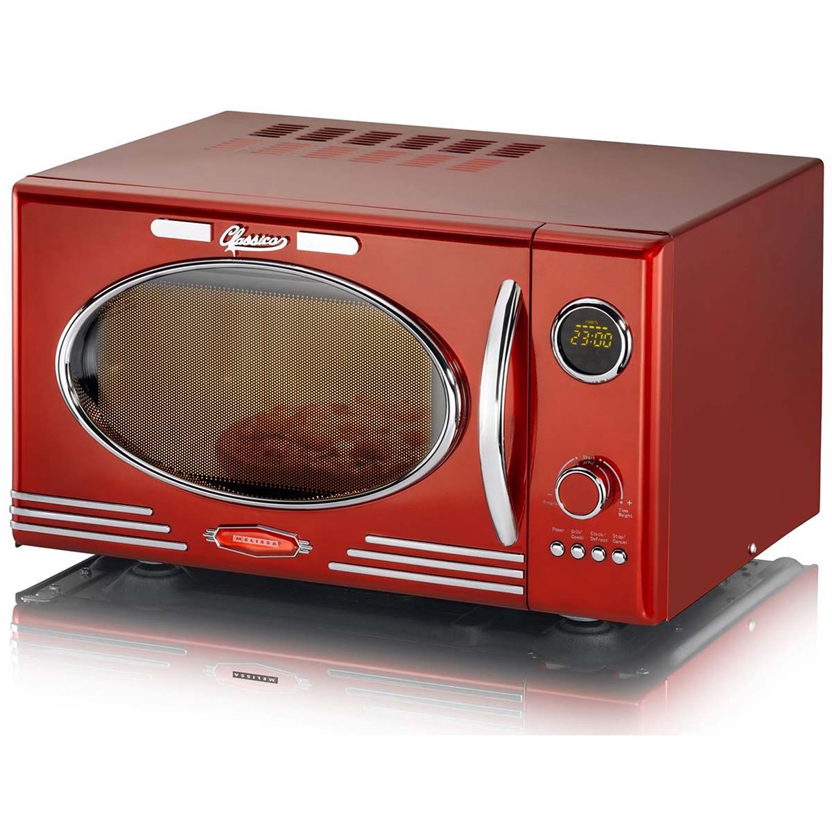 Magnetron met Grill | 800 W | 23 L inhoud | 12 Programma's | 5 Vermogensniveaus | Ontdooifunctie | 60-minutentimer | Metallic Rood - Afbeelding 6