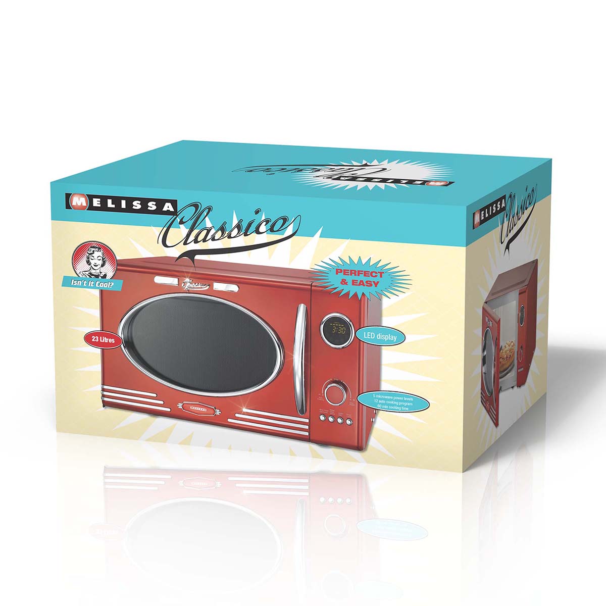 Magnetron met Grill | 800 W | 23 L inhoud | 12 Programma's | 5 Vermogensniveaus | Ontdooifunctie | 60-minutentimer | Metallic Rood - Afbeelding 7