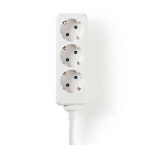 Stekkerdoos | Randaarde stekker / Type F (CEE 7/7) | 3-wegs | 1.50 m | 3680 W | 16 A | Soort aarding: Zijcontacten | 230 V AC 50/60 Hz | Hoek van stopcontact: 45 ° | H05VV-F 3G 1,5 mm² | Wit