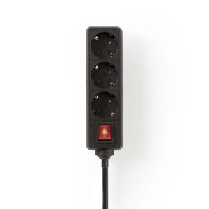 Stekkerdoos | Randaarde stekker / Type F (CEE 7/7) | 3-wegs | 1.50 m | 3680 W | 16 A | Soort aarding: Zijcontacten | 230 V AC 50/60 Hz | Hoek van stopcontact: 45 ° | H05VV-F 3G 1,5 mm² | Aan/uit knop | Zwart
