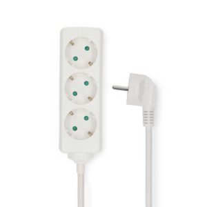 Stekkerdoos | Randaarde stekker / Type F (CEE 7/7) | 3-wegs | 5.00 m | 3680 W | 16 A | Soort aarding: Zijcontacten | 230 V AC 50/60 Hz | Hoek van stopcontact: 45 ° | H05VV-F 3G 1,5 mm² | Wit