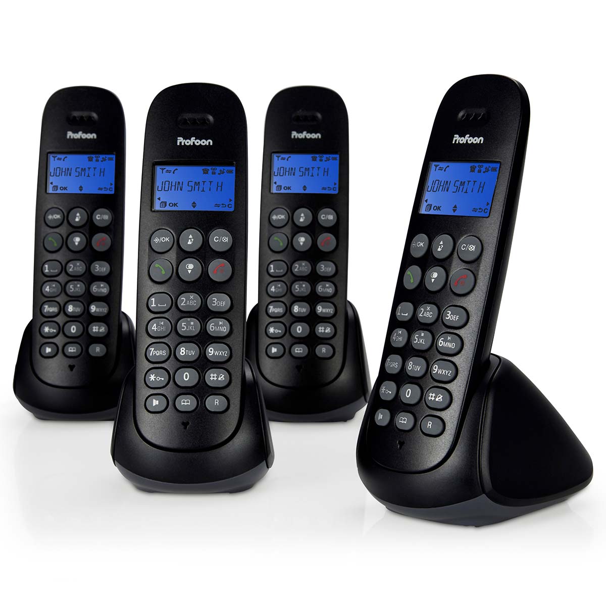 DECT-telefoon met antwoordapparaat en 4 handsets Zwart - Kabelmaxx