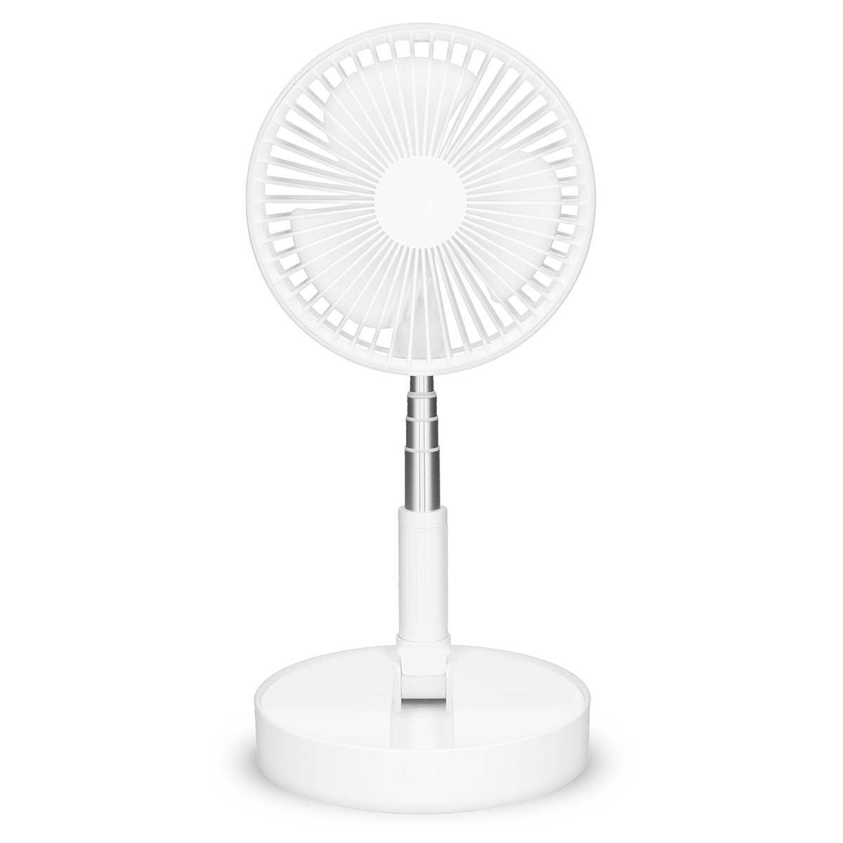 Draagbare flexibele tafel- en voetventilator van 20 cm met Li-ion batterij Wit