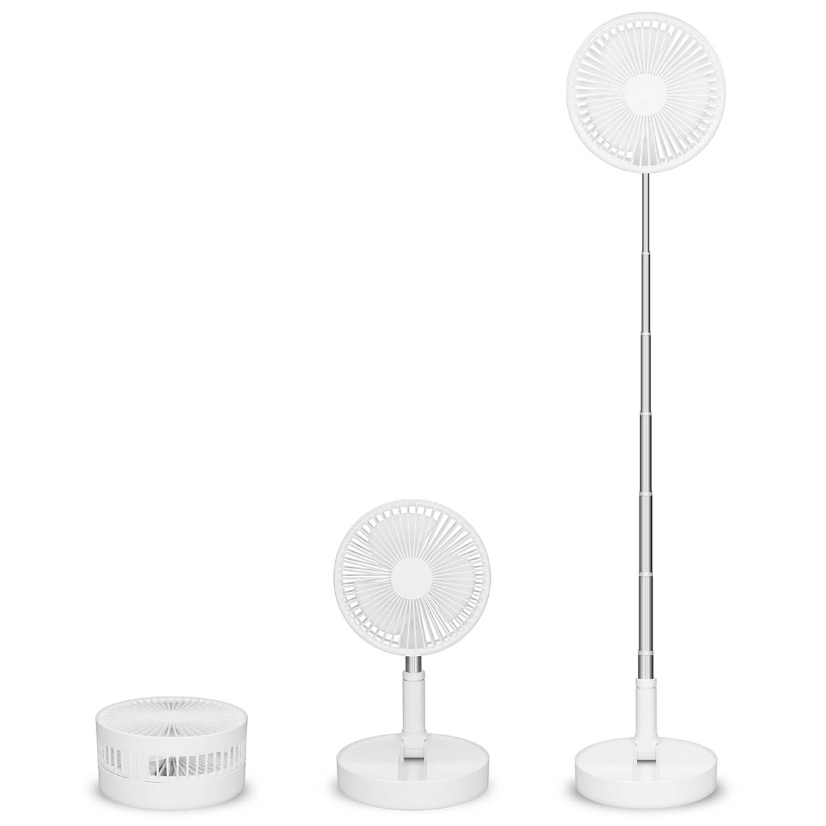 Draagbare flexibele tafel- en voetventilator van 20 cm met Li-ion batterij Wit - Afbeelding 4