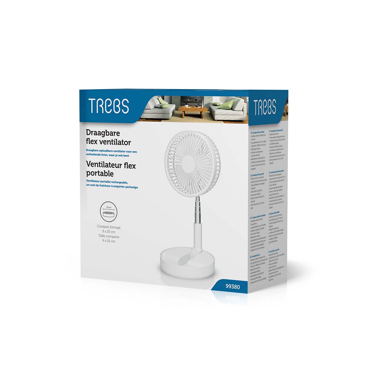 Draagbare flexibele tafel- en voetventilator van 20 cm met Li-ion batterij Wit - Afbeelding 15