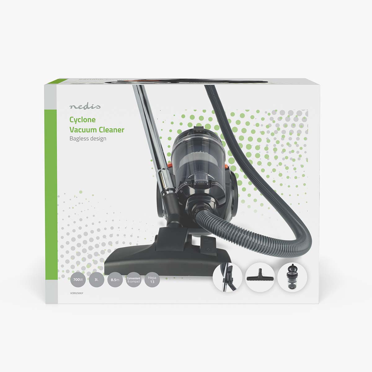 Zakloze Stofzuiger | Zakloos | 700 W | Stof capaciteit: 3.0 l | Combi-Borstel | Actieradius: 8.50 m | HEPA-luchtfilter | Antraciet / Oranje / Zwart - Afbeelding 8
