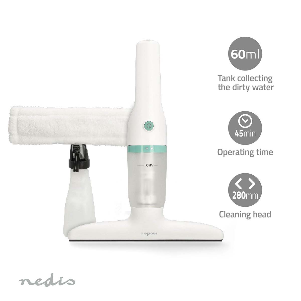 Electrische Ruitenreiniger | 12 W | 1200 Pa | Inhoud Reservoir Vuil Water: 60 ml | Afneembare vuilwatertank | Groen / Wit - Afbeelding 9