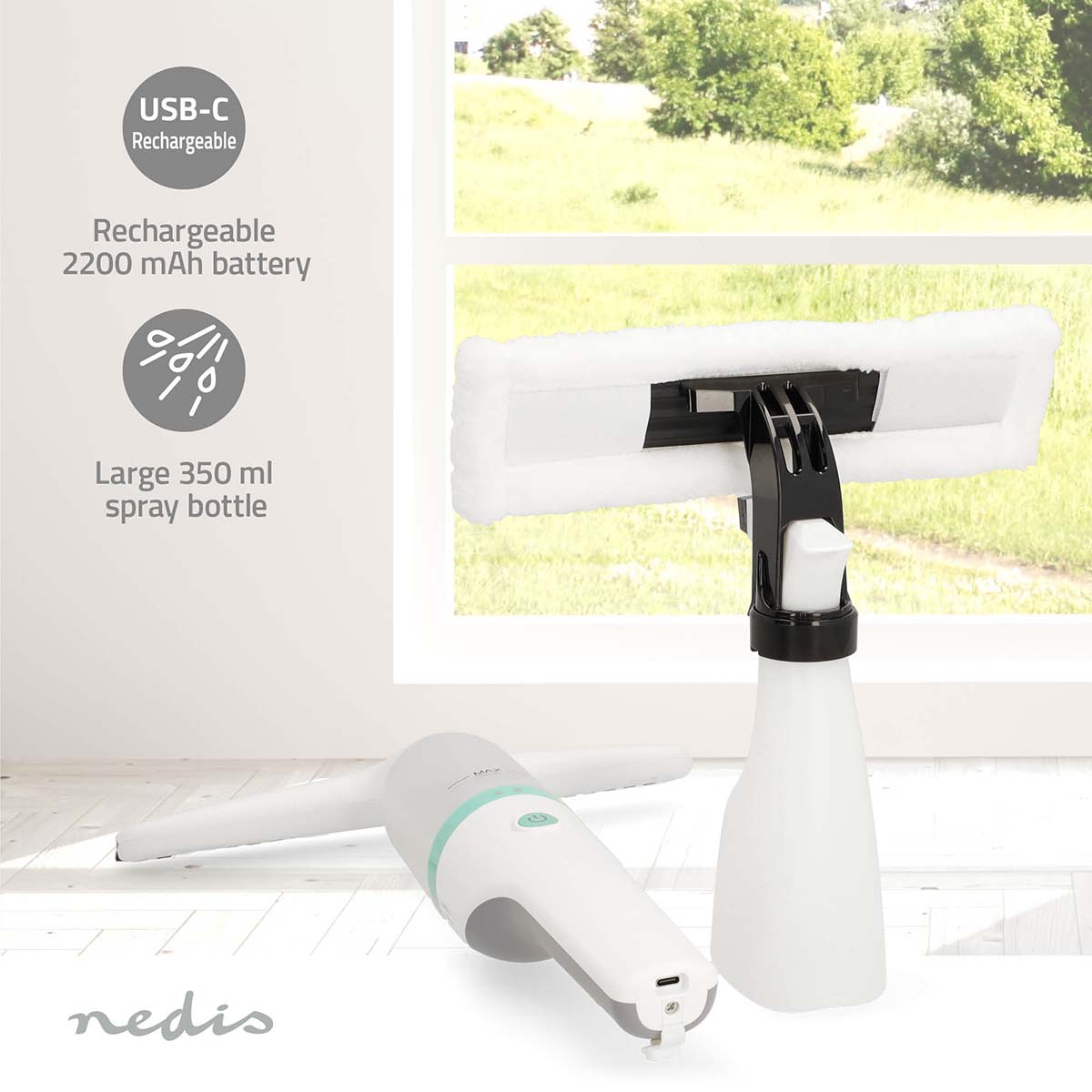 Electrische Ruitenreiniger | 12 W | 1200 Pa | Inhoud Reservoir Vuil Water: 60 ml | Afneembare vuilwatertank | Groen / Wit - Afbeelding 10
