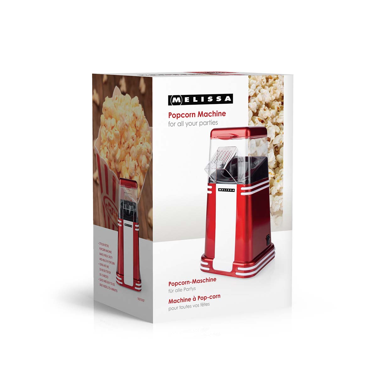 Popcornmaker | 60 g | 1200 W | 2 - 4 min | Rood/Wit - Afbeelding 5