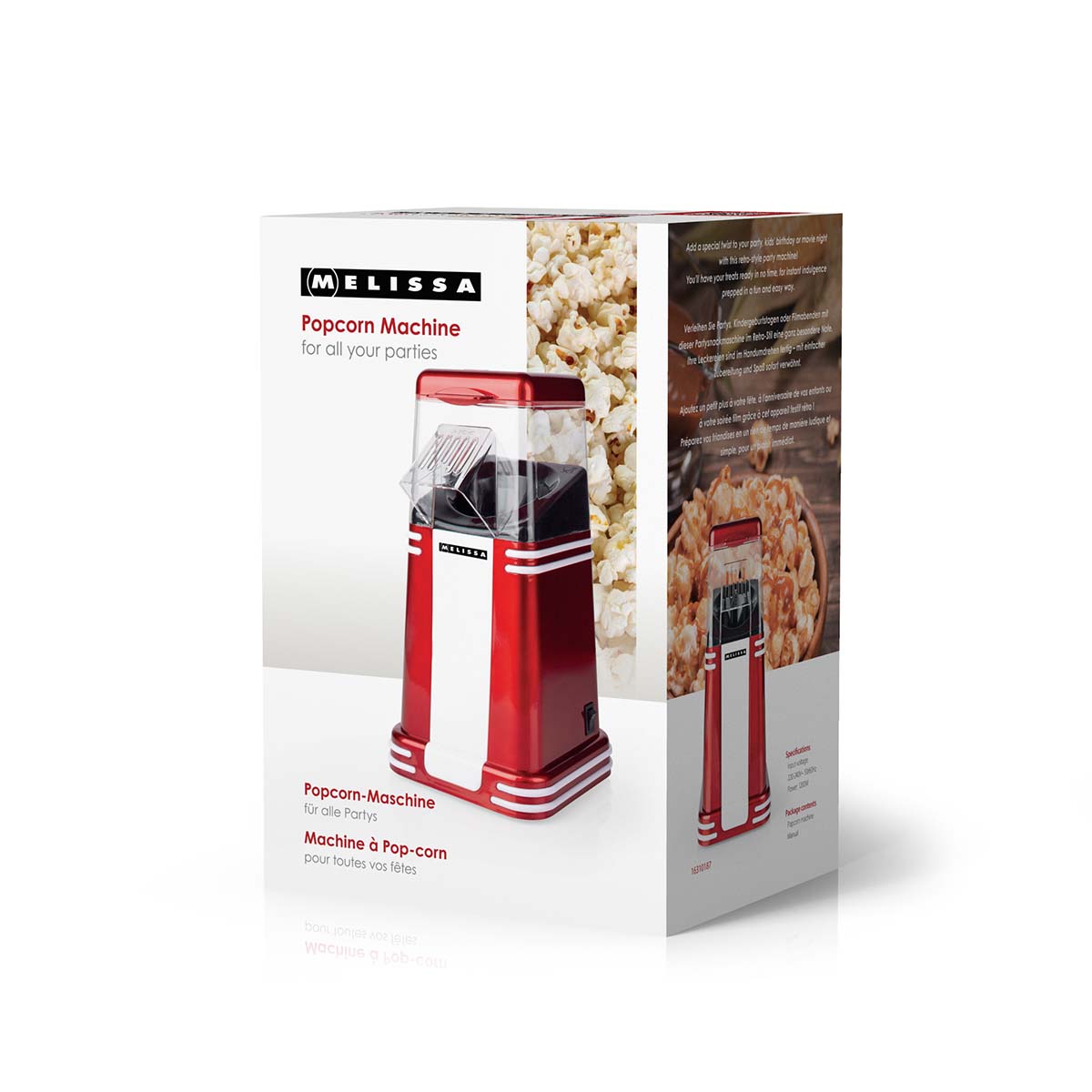 Popcornmaker | 60 g | 1200 W | 2 - 4 min | Rood/Wit - Afbeelding 6