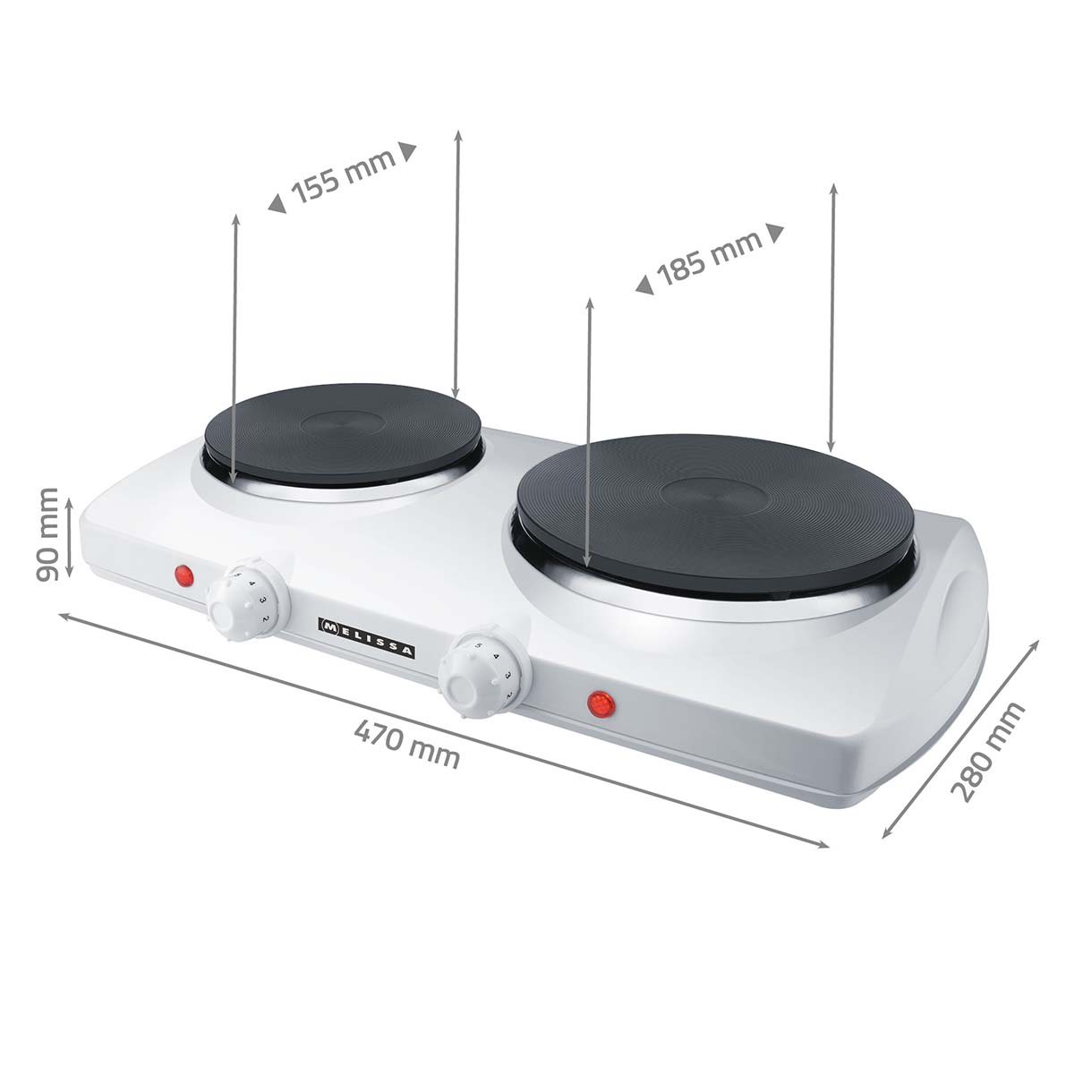 Dubbele elektrische kookplaat | 2300 W | Ø 18,5 + 15,5 cm | 5 warmtestanden | Antislipvoetjes | Wit - Afbeelding 4