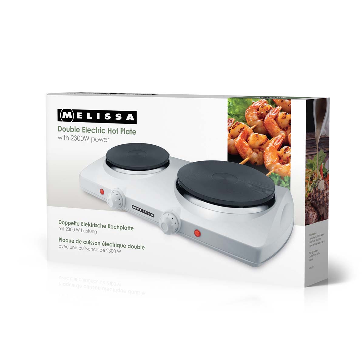 Dubbele elektrische kookplaat | 2300 W | Ø 18,5 + 15,5 cm | 5 warmtestanden | Antislipvoetjes | Wit - Afbeelding 6