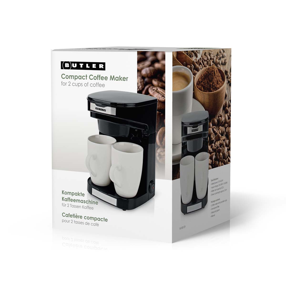 Compact Koffiezetapparaat | 2 Porseleinen kopjes | 0,25 l | 450 W | Automatische uitschakeling | Zwart - Afbeelding 12