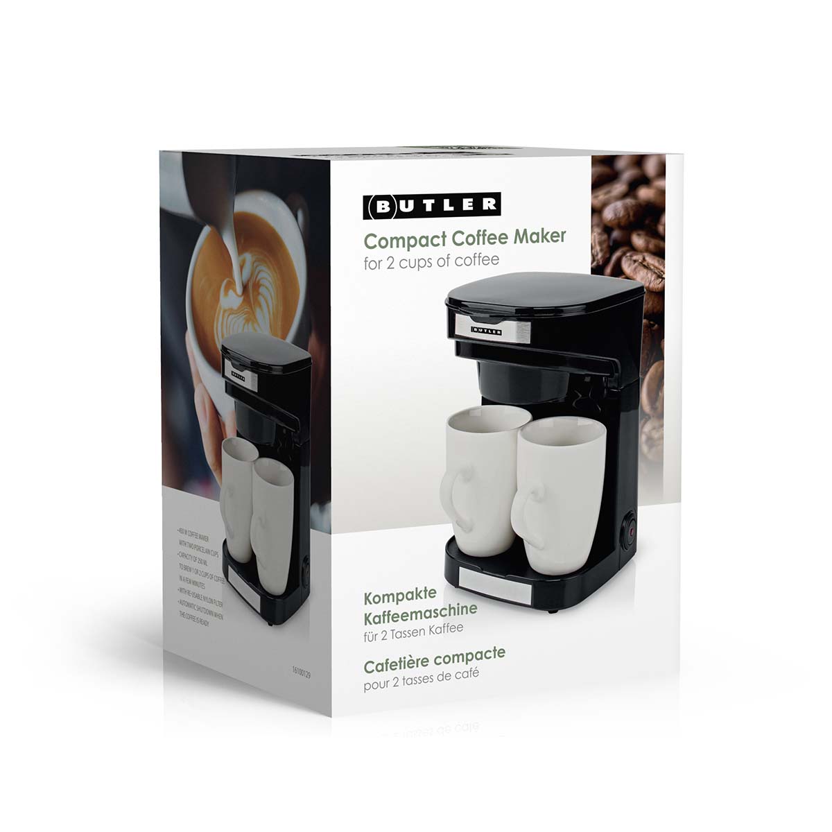 Compact Koffiezetapparaat | 2 Porseleinen kopjes | 0,25 l | 450 W | Automatische uitschakeling | Zwart - Afbeelding 13