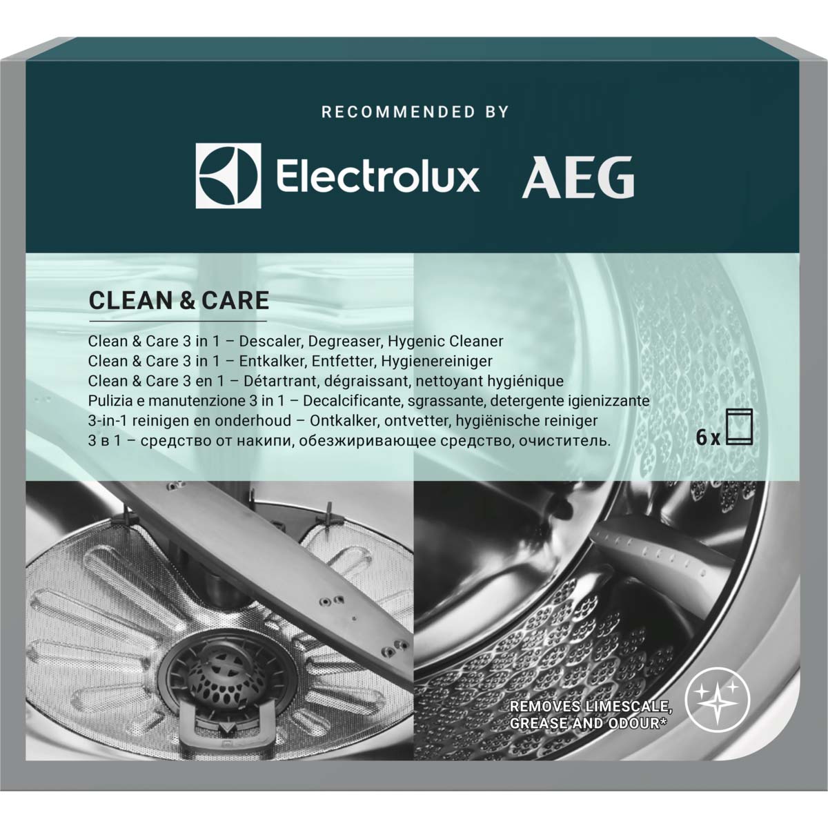 M2GCP601 Clean & Care 3-in-1 voor wasmachines en vaatwassers - 6 sachets - Afbeelding 2