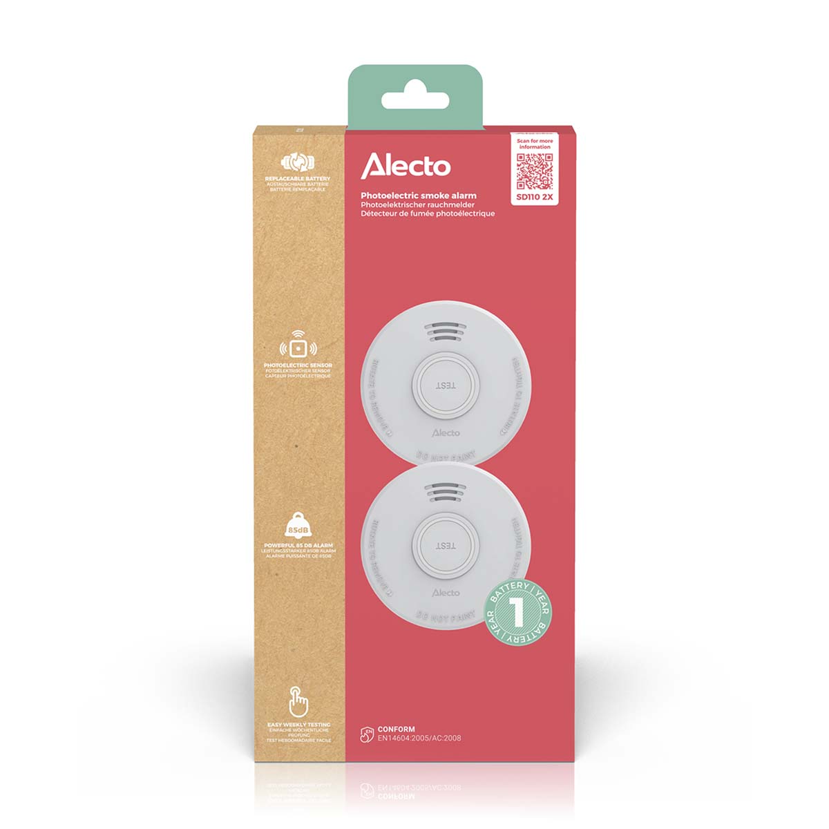 Stand-alone rookmelder met 1 jaar batterij 2 stuks - Afbeelding 7