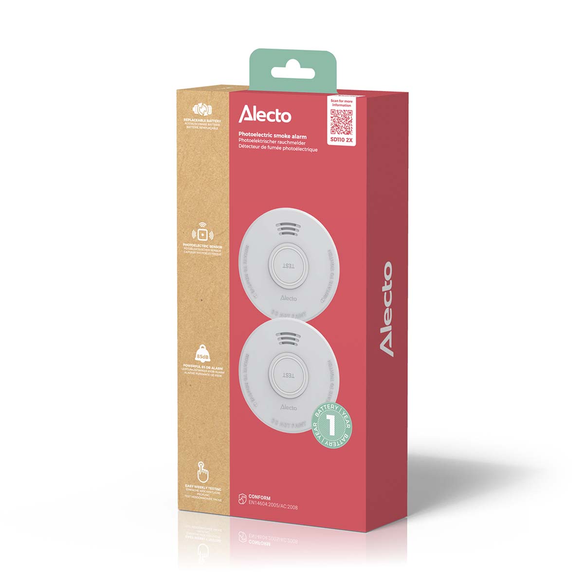 Stand-alone rookmelder met 1 jaar batterij 2 stuks - Afbeelding 8