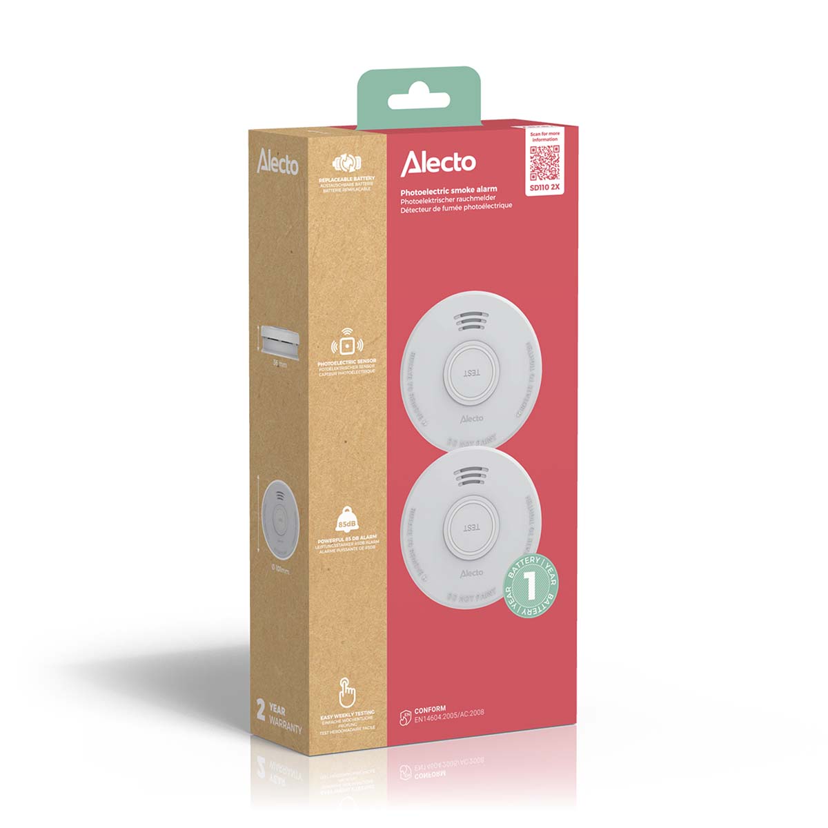 Stand-alone rookmelder met 1 jaar batterij 2 stuks - Afbeelding 9