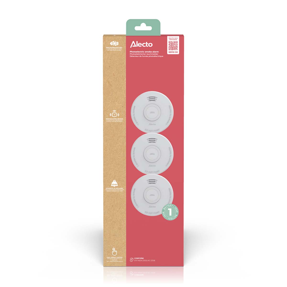 Stand-alone rookmelder met 1 jaar batterij 3 stuks - Afbeelding 7