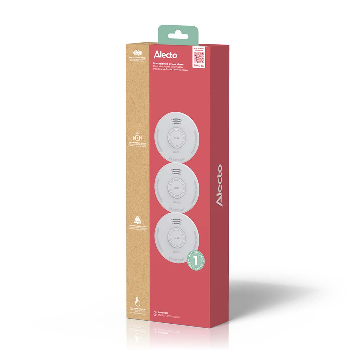 Stand-alone rookmelder met 1 jaar batterij 3 stuks - Afbeelding 8