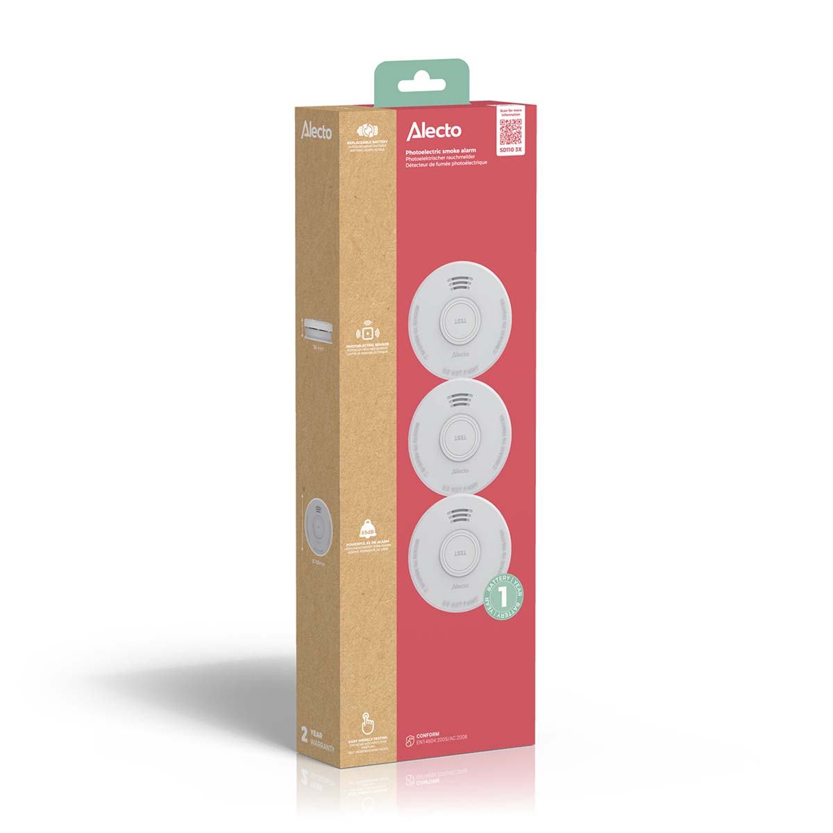Stand-alone rookmelder met 1 jaar batterij 3 stuks - Afbeelding 9