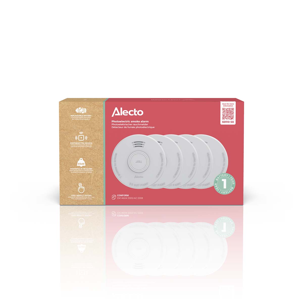 Stand-alone rookmelder met 1 jaar batterij 5 stuks - Afbeelding 7