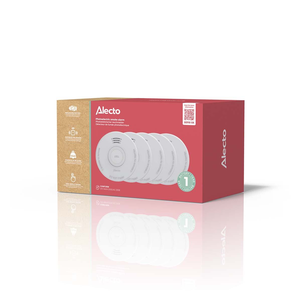 Stand-alone rookmelder met 1 jaar batterij 5 stuks - Afbeelding 8
