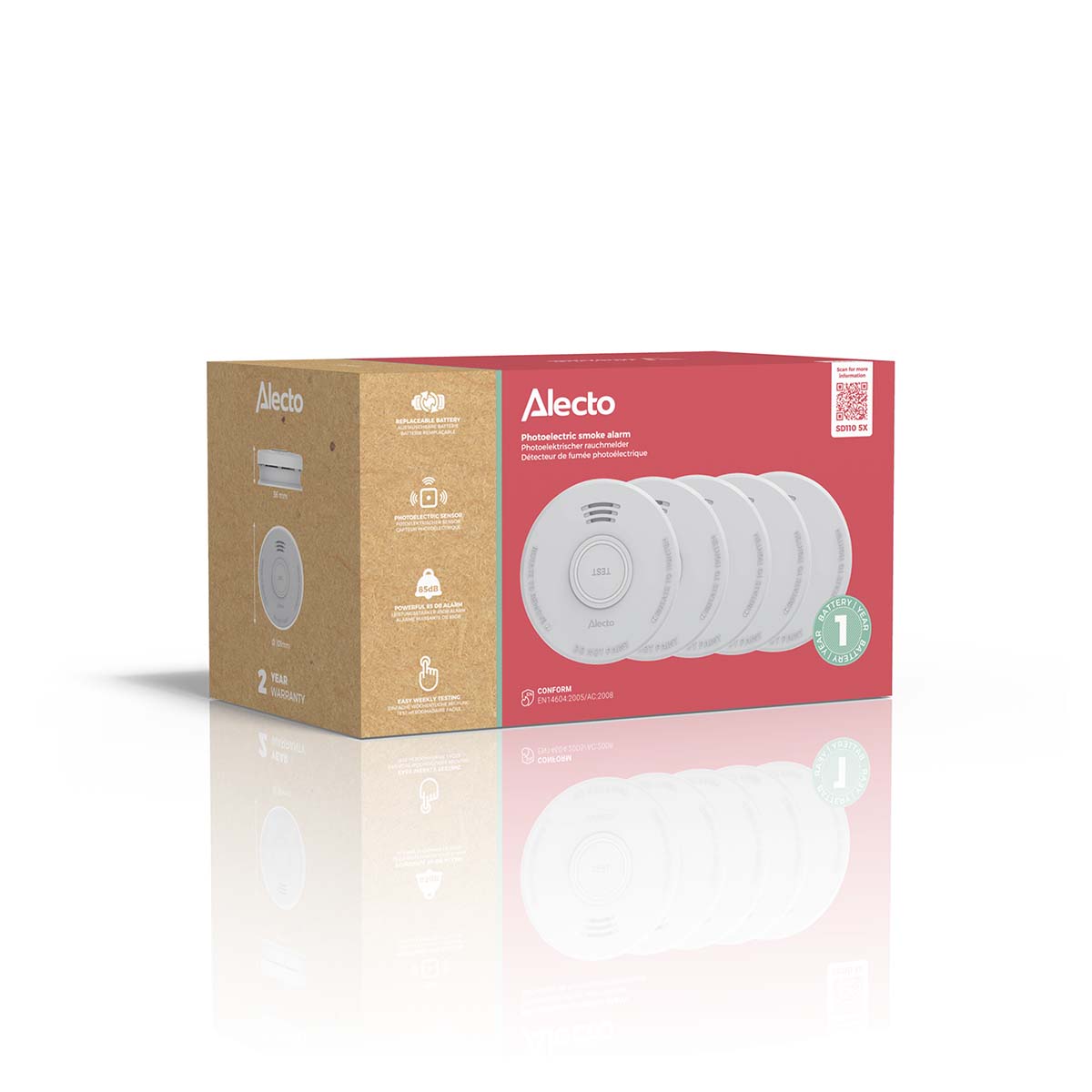Stand-alone rookmelder met 1 jaar batterij 5 stuks - Afbeelding 9