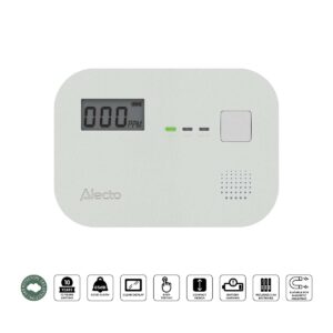 Koolmonoxide alarm met 10 jaar sensorlooptijd en display