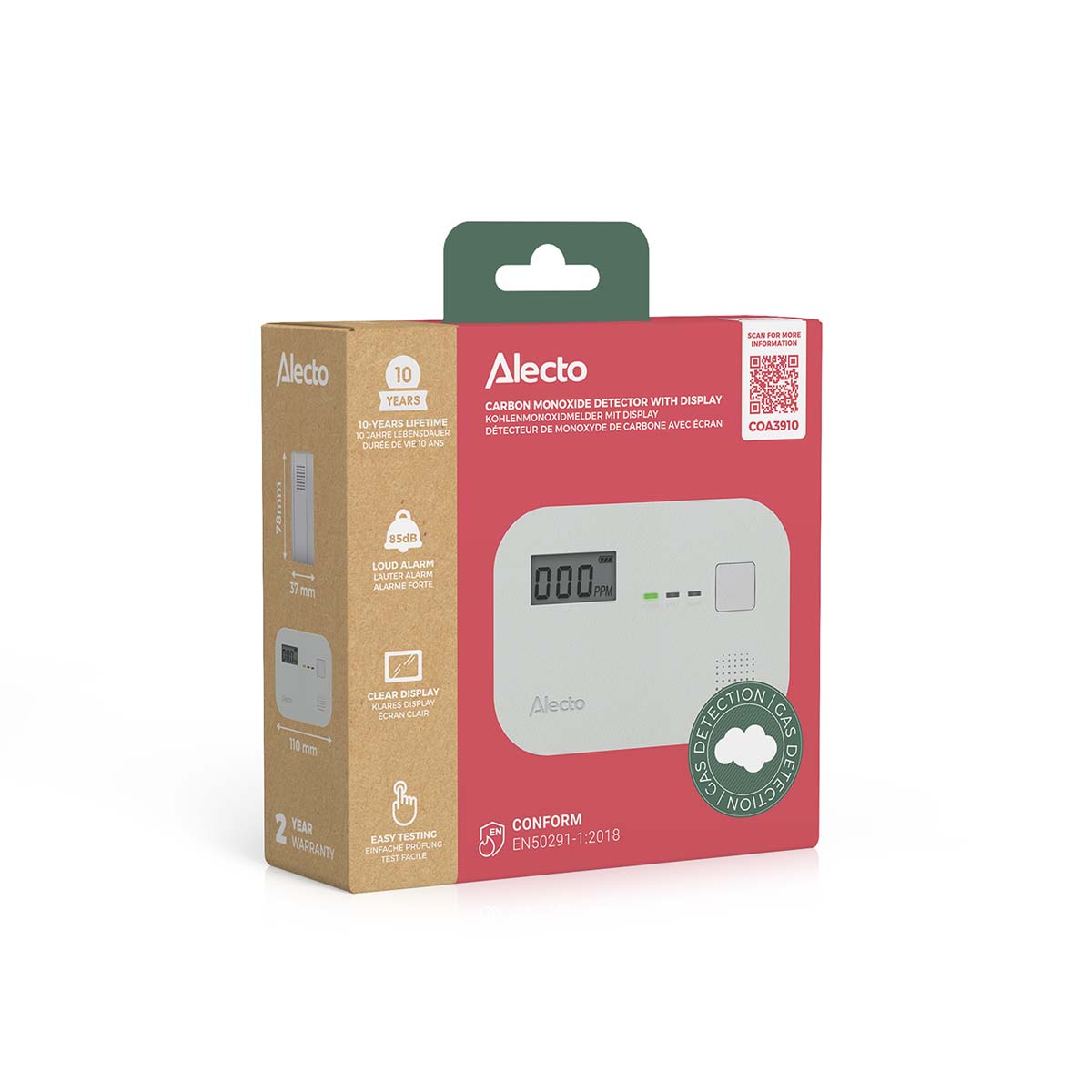 Koolmonoxide alarm met 10 jaar sensorlooptijd en display - Afbeelding 13