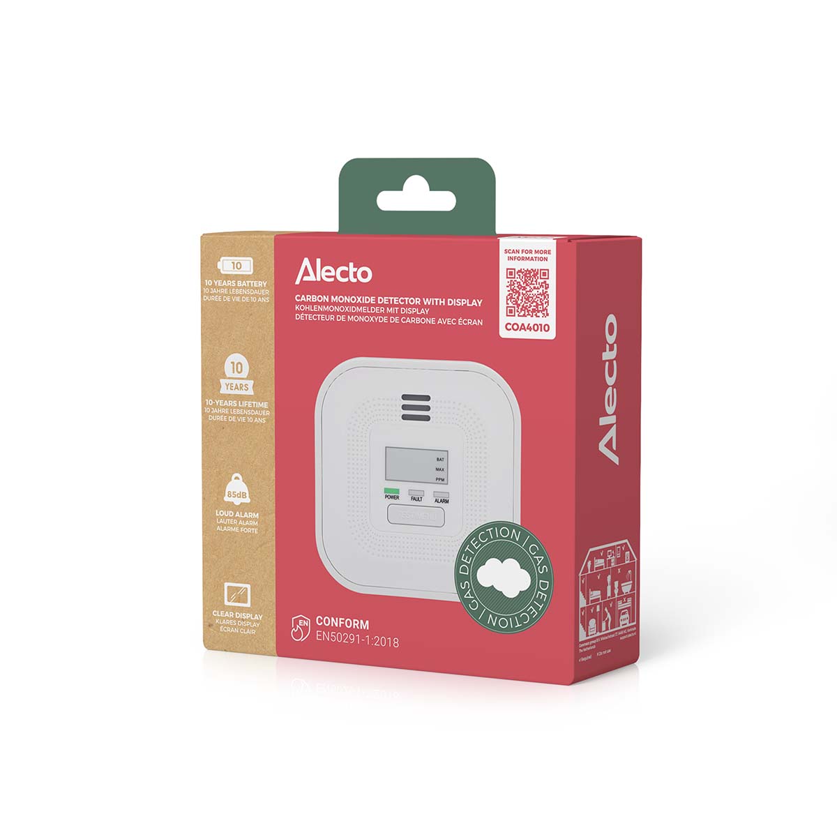 Koolmonoxidemelder met display en 10 jaars sensor en batterij, wit - Afbeelding 15