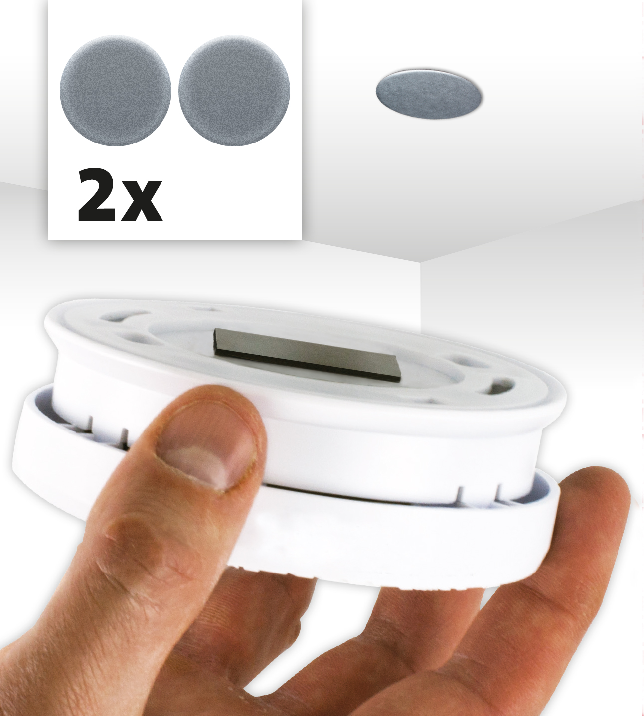 Magnetische montagekit voor rook- en CO-melders 2 stuks