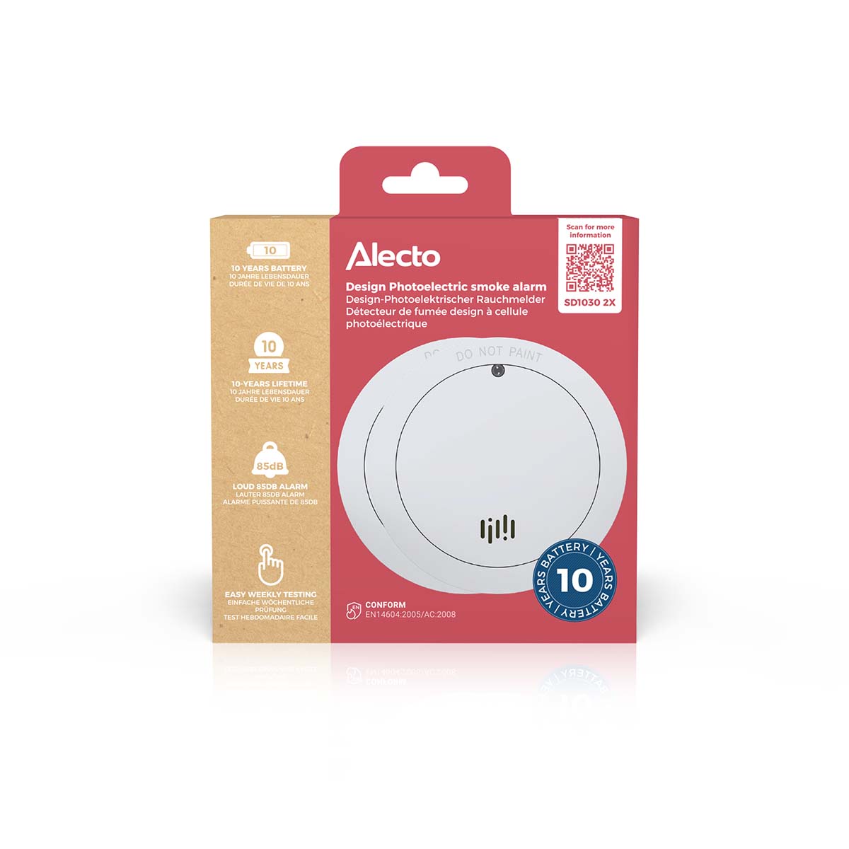 2x Smoke detector with 10 years battery and sensor runtime White - Afbeelding 5