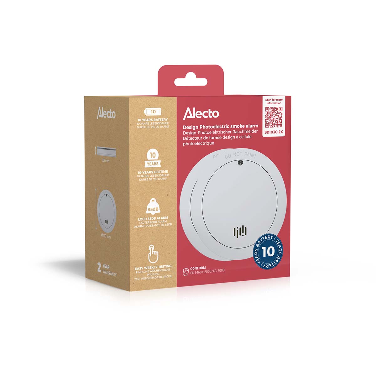 2x Smoke detector with 10 years battery and sensor runtime White - Afbeelding 7