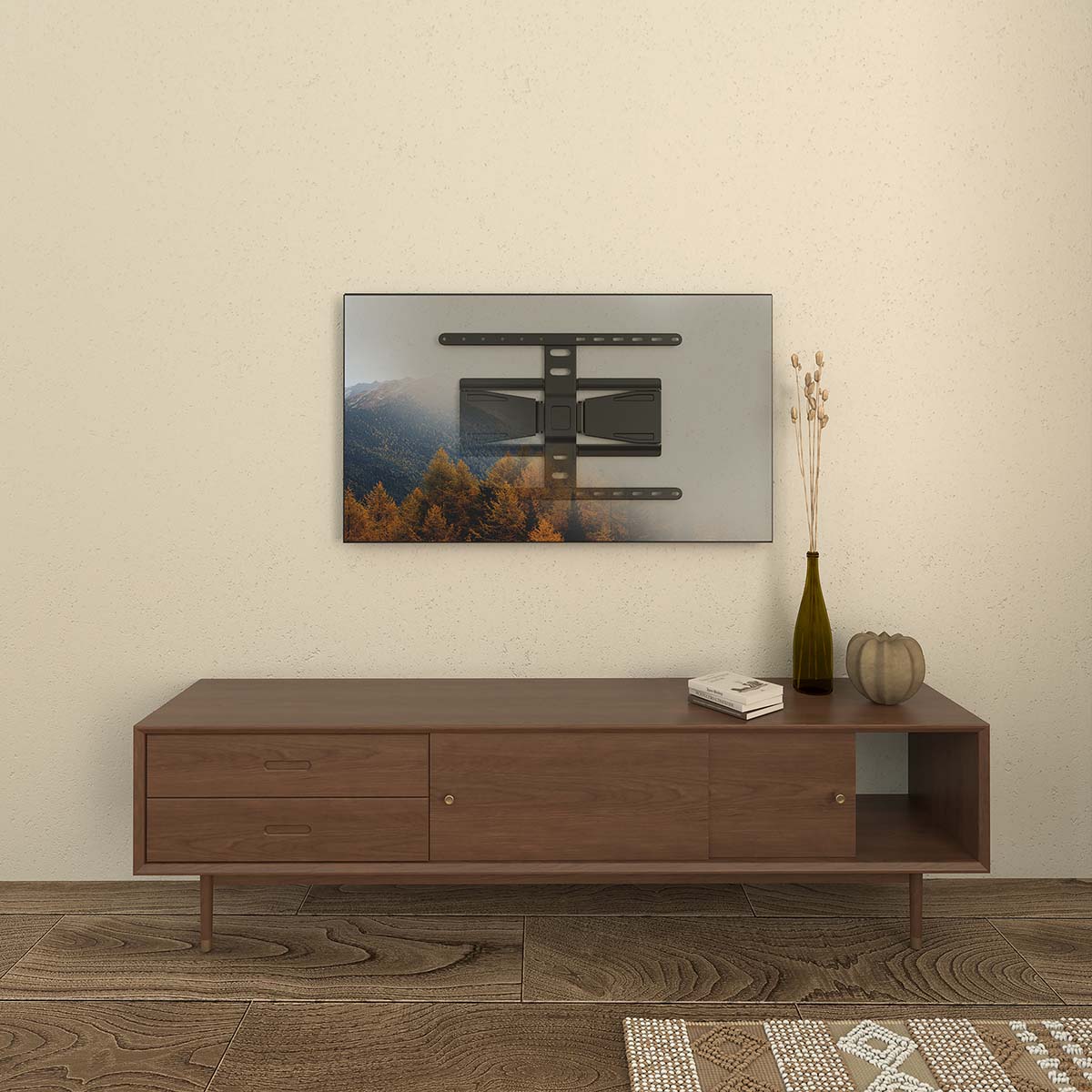 Draai- en Kantelbare TV-Muurbeugel | 43 - 90 " | Maximaal schermgewicht: 50 kg | Kantelbaar | Draaibaar | Minimale muurafstand: 19.6 mm | 2 Draaipunt(en) | ABS / Metaal | Zwart - Afbeelding 8