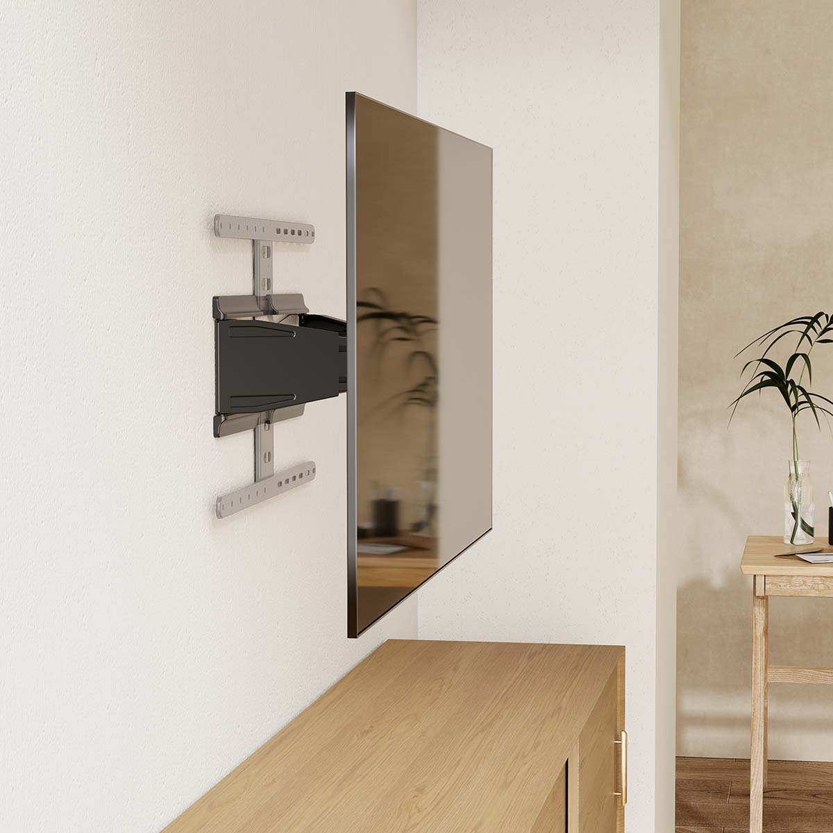 Draai- en Kantelbare TV-Muurbeugel | 43 - 90 " | Maximaal schermgewicht: 50 kg | Kantelbaar | Draaibaar | Minimale muurafstand: 19.6 mm | 2 Draaipunt(en) | ABS / Metaal | Zwart - Afbeelding 9