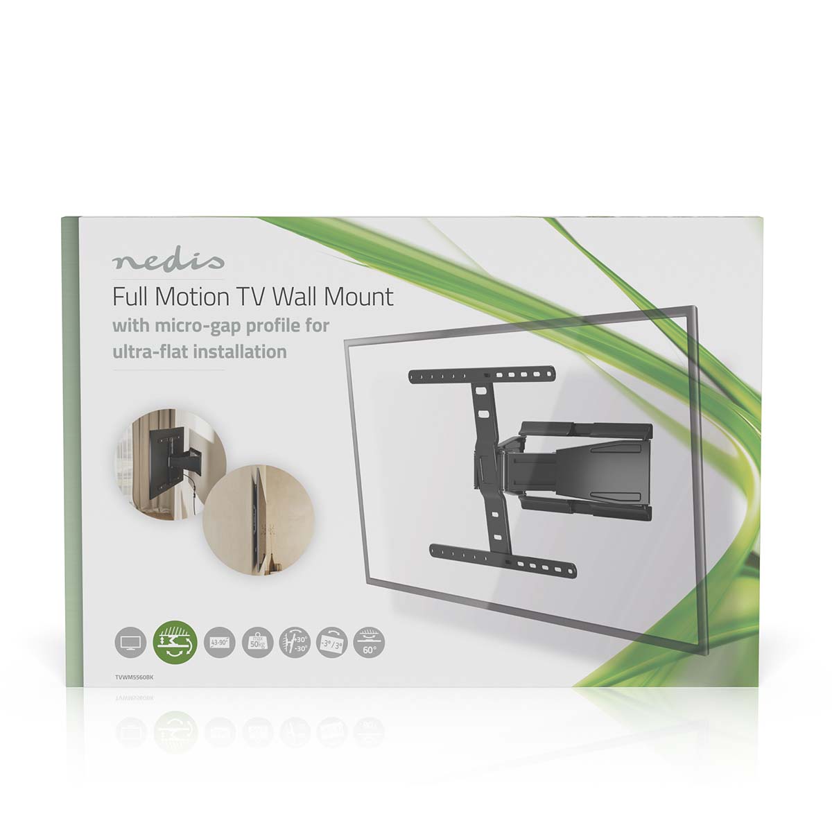 Draai- en Kantelbare TV-Muurbeugel | 43 - 90 " | Maximaal schermgewicht: 50 kg | Kantelbaar | Draaibaar | Minimale muurafstand: 19.6 mm | 2 Draaipunt(en) | ABS / Metaal | Zwart - Afbeelding 11