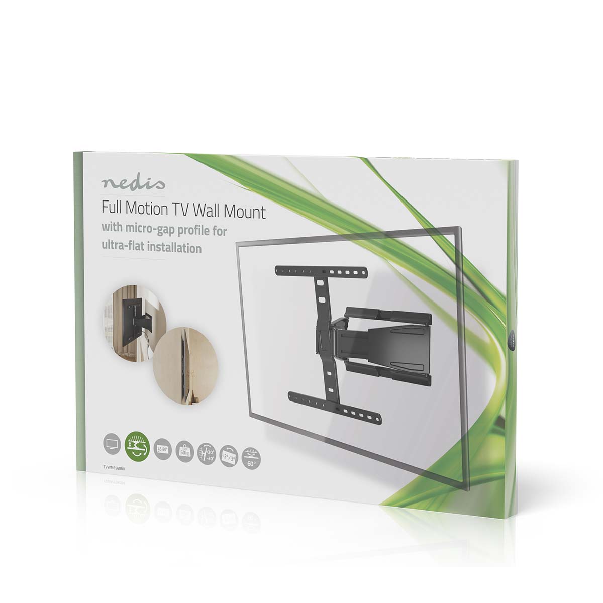 Draai- en Kantelbare TV-Muurbeugel | 43 - 90 " | Maximaal schermgewicht: 50 kg | Kantelbaar | Draaibaar | Minimale muurafstand: 19.6 mm | 2 Draaipunt(en) | ABS / Metaal | Zwart - Afbeelding 12