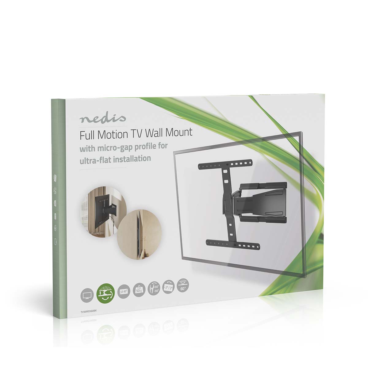 Draai- en Kantelbare TV-Muurbeugel | 43 - 90 " | Maximaal schermgewicht: 50 kg | Kantelbaar | Draaibaar | Minimale muurafstand: 19.6 mm | 2 Draaipunt(en) | ABS / Metaal | Zwart - Afbeelding 13