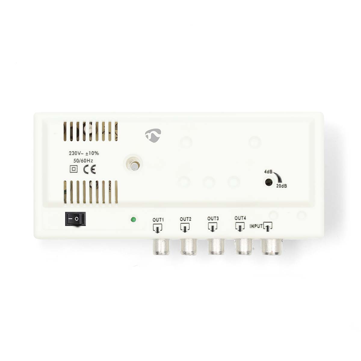 CATV-Versterker | Versterking: 20 dB | 47 - 694 MHz | Outputs: 4 | Versterkingsregelaar | Wit - Afbeelding 2