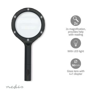 Handloep | Lenssterkte: 4 Diopter | 10000 K | 0.05 W | 9 lm | Zwart