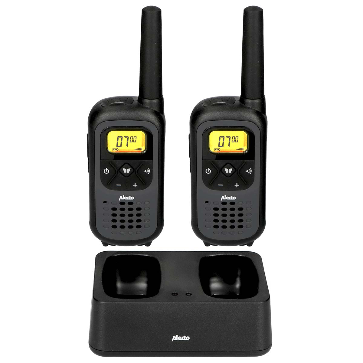 Walkie-Talkie Set | 2 Handsets | Tot 7 km | Frequentiekanalen: 16 | PTT / VOX | 35 uur stand-by | Hoofdtelefoonuitgang | Zwart