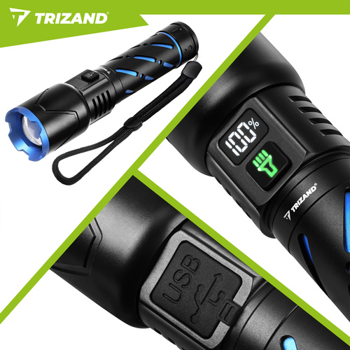 LED Zaklamp 800 Lumen โ Oplaadbaar 5000mAh USB-C, Zoom, Waterdicht, Powerbank - Afbeelding 6