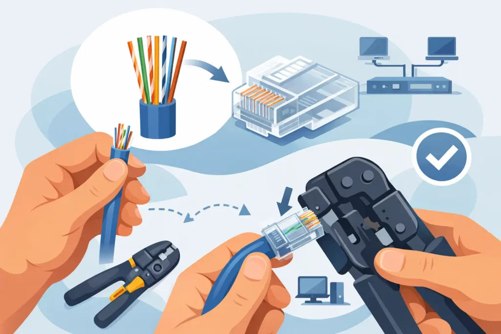 RJ45 connector aansluiten in 7 stappen